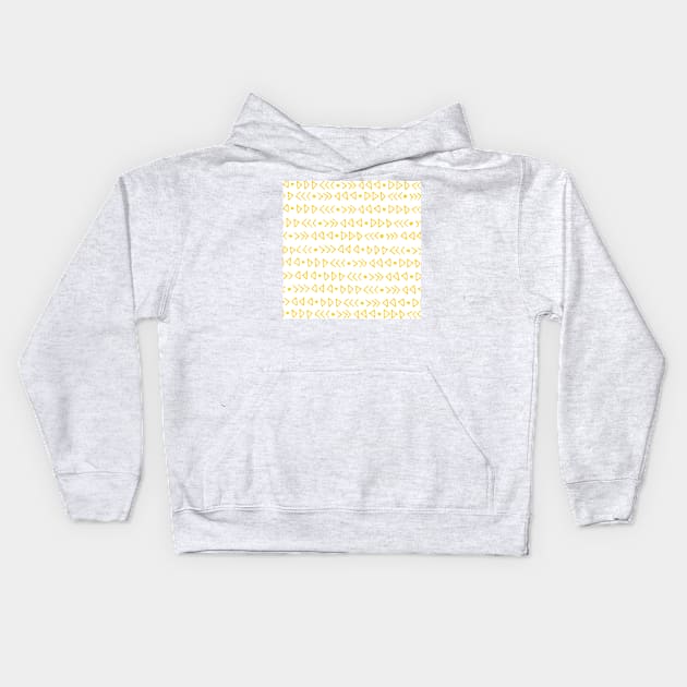 Mustard Yellow and White Graphic Triangles and Arrows Pattern Kids Hoodie by dreamingmind